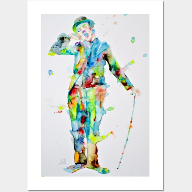 CHARLIE CHAPLIN watercolor portrait .8 Wall Art by lautir